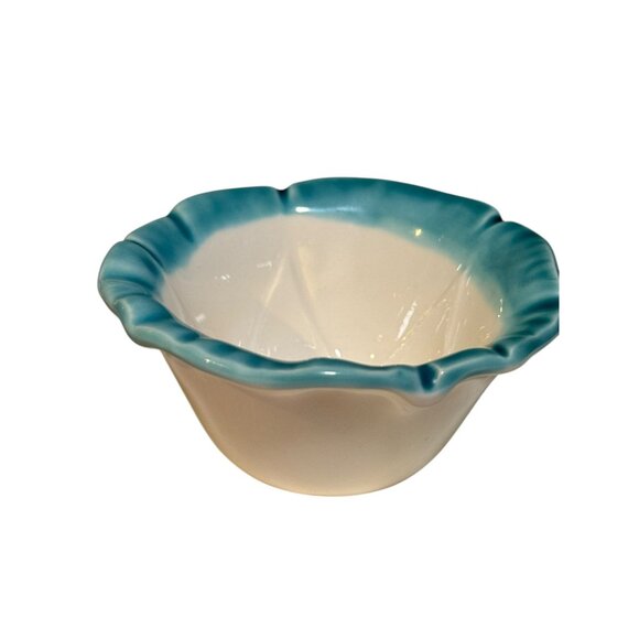 MCI Japan Ceramic Bowl With Blue Rim & Scalloped Edge 3” Diameter Decorative Or - Picture 4 of 8